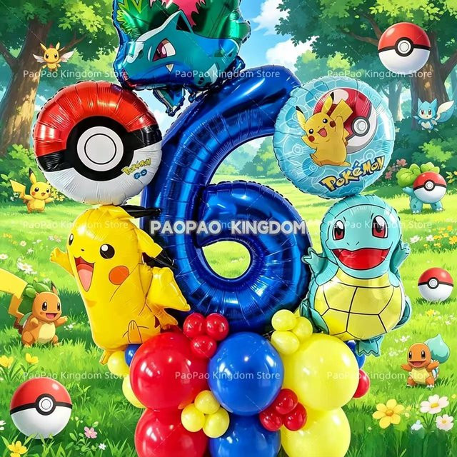 Potdemiel Pikachu Ballon-Dekorationsset für Kindergeburtstage in Mehrfarbig - Bild 1