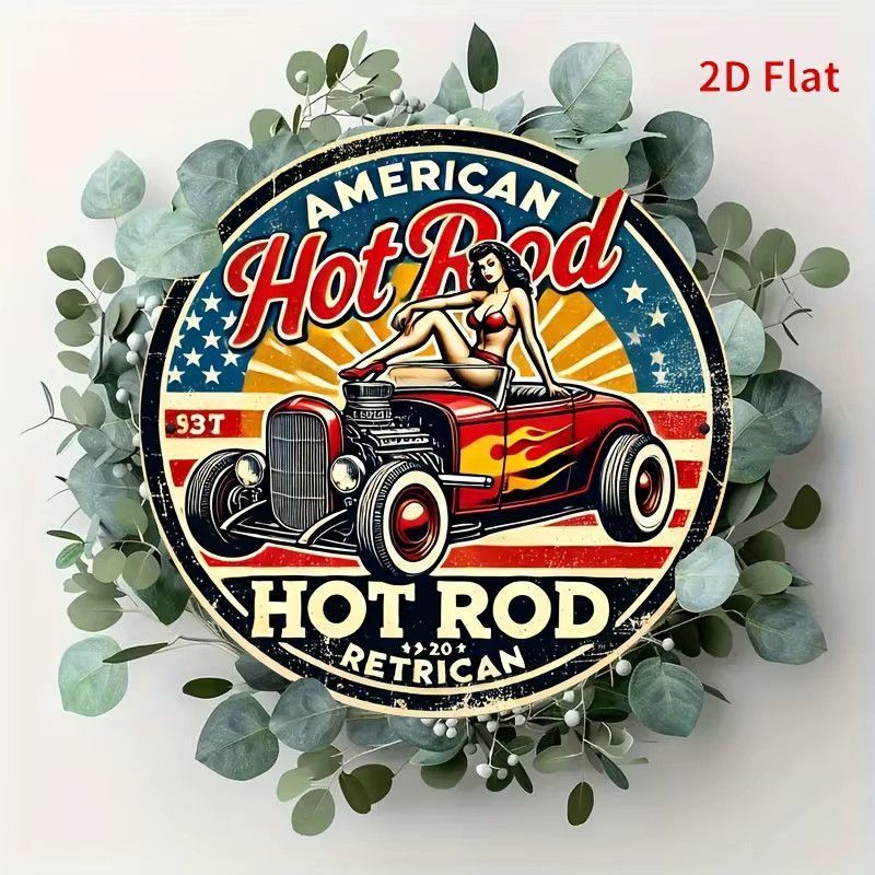 Vintage Americana Hot Rod Retro Metall Wanddekoration von Potdemiel, rund, Durchmesser: 20 cm - Bild 3