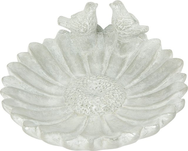 Vogeltränke in Antik-Optik aus Zement, Farbe: Zementgrau, B/T/H: 25 x 25 x 10,5 cm - Bild 1