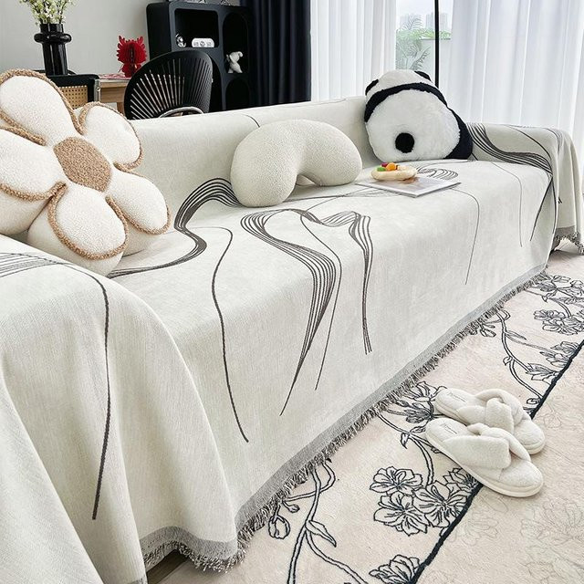 Nordischer Chenille Sofabezug im Scandinavian Design, kratzfester Vollbezug für dein Sofa, B/B: 180 x 130 cm - Bild 1