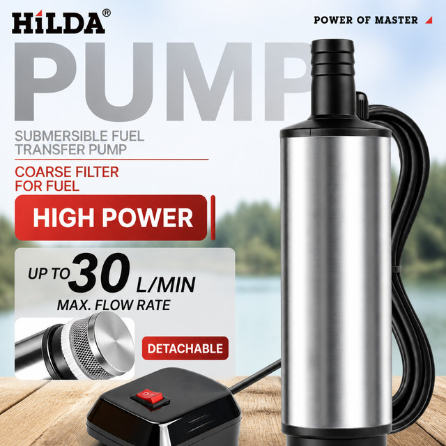 HILDA Tragbare DC-Tauchpumpe für Kraftstofftransfer in Silber, 30 l/min, für Makita-Akkus geeignet - Bild 1