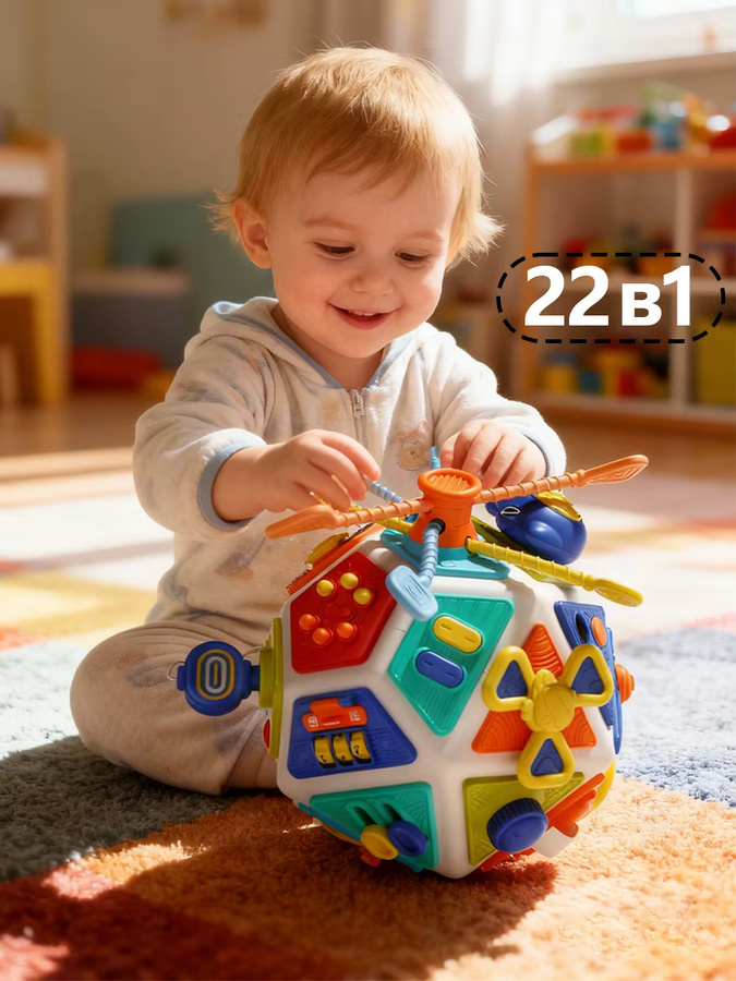 BizyKoady Baby Busy Board Aktivitätswürfel, 22-in-1, ab 1 Jahr - Bild 5