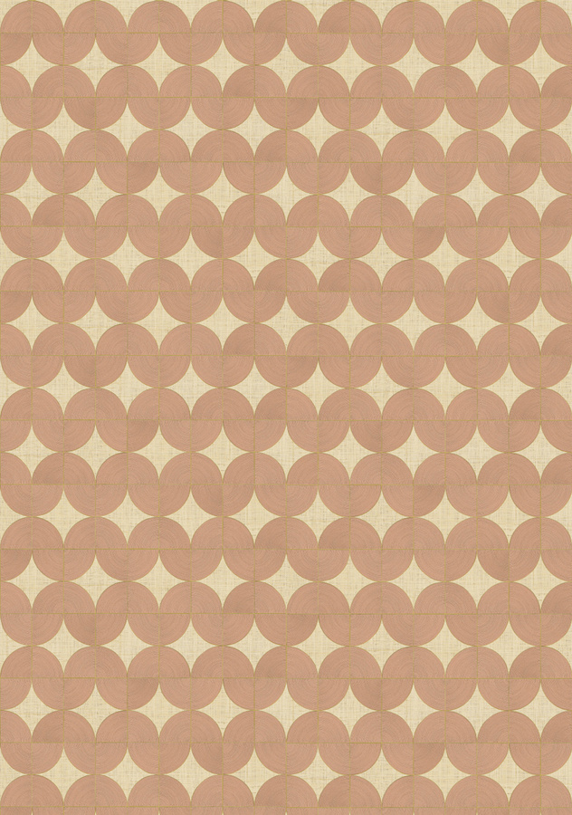 Élitis Tapete Courbes VP 995 90 in Pink und Beige mit abstraktem geometrischem Design aus Vinyl und Vlies - Bild 1