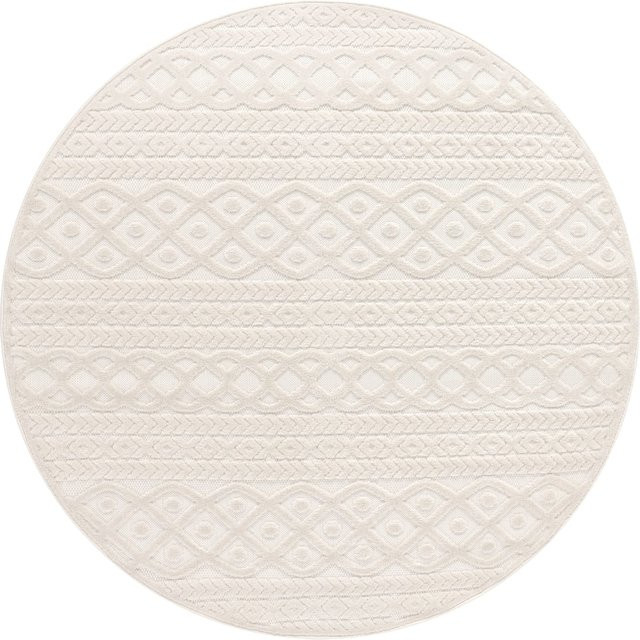 In- & Outdoor-Teppich Cotara rund in Beige mit geometrischem Hoch-Tief-Effekt, Durchmesser: 160 cm - Bild 1
