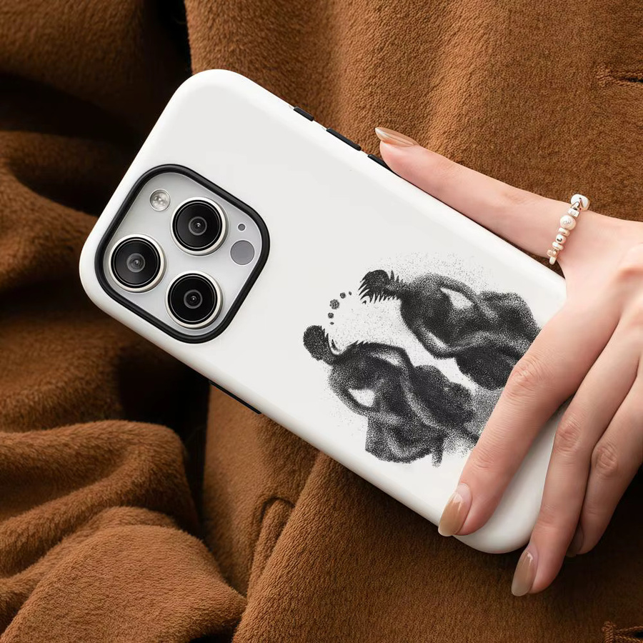 Lettera Q N-NAYT Handyhülle für iPhone 17 16 15 14 13 12 Pro Max Plus mit glänzender HD-Doppelschicht-Flüssigkeitshartschale in Weiß - Bild 5