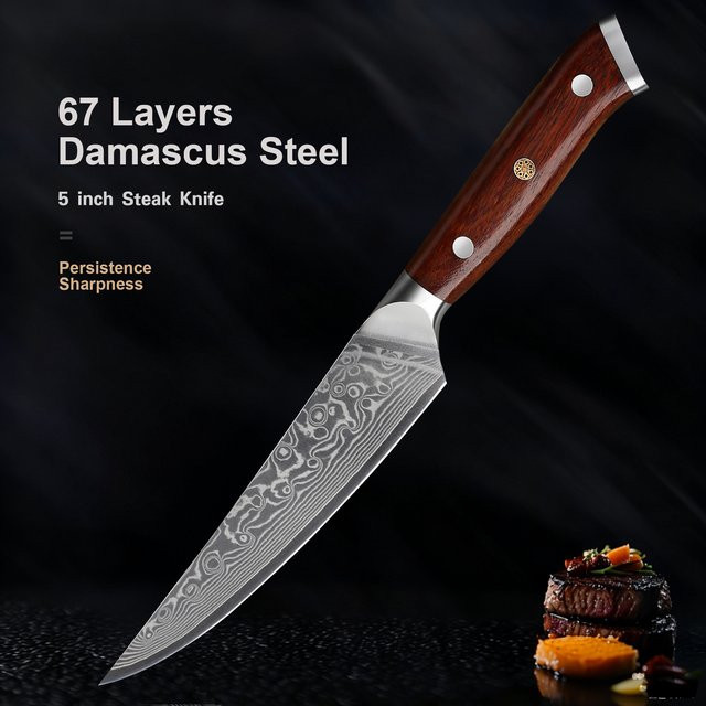 Baovim Steakmesser aus Damaststahl mit Palisandergriff, 12,7 cm - Bild 1