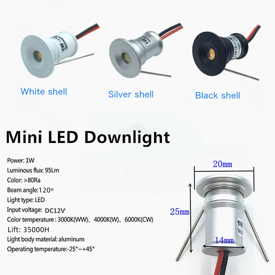 YELEDWAY LED Mini Downlight Einbaustrahler in Weiß, 1W, IP65 wasserdicht, rund, inklusive Treiber, Ausschnitt 15 mm - Bild 2