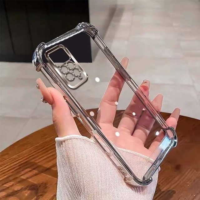 Xiaomi Silikonhülle mit Linsenschutz für Redmi Note 11 4G, Redmi Note 11 Pro und Note 11S 4G in Transparent/Silver - Bild 1