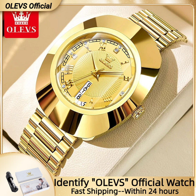 OLEVS Armbanduhr Quarz, Edelstahl, Gold, Damen, Analoguhr, Rund - Bild 1