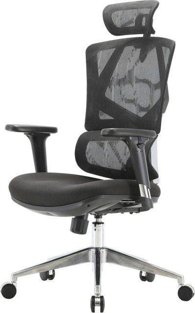 SIHOO Ergonomischer Bürostuhl mit Kopfstütze, 3D-Armlehnen und Netzgewebe, Schwarz - Bild 2