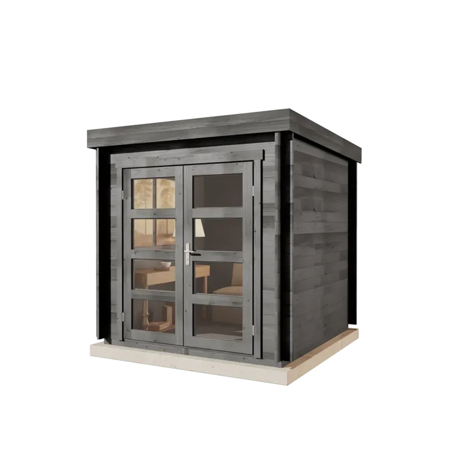 Alpholz Gartenhaus Set Paloma petit Log Cabin in Grau mit Dacheindeckung und Fußboden B/T/H: 234 x 234 x 228 cm - Bild 2
