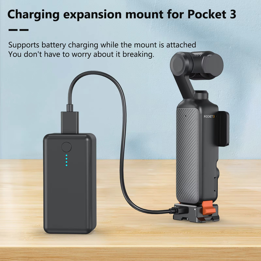 PULUZ Typ-C-Ladestation mit Schnellverschluss-Montageadapterbasis für DJI Osmo Pocket 3 in Schwarz - Bild 4