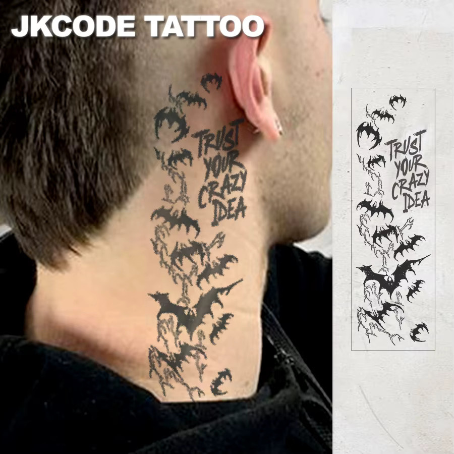 JKCODE TATTOO Semi-permanente Tattoos, Fledermaus-Muster, Herren - Bild 2