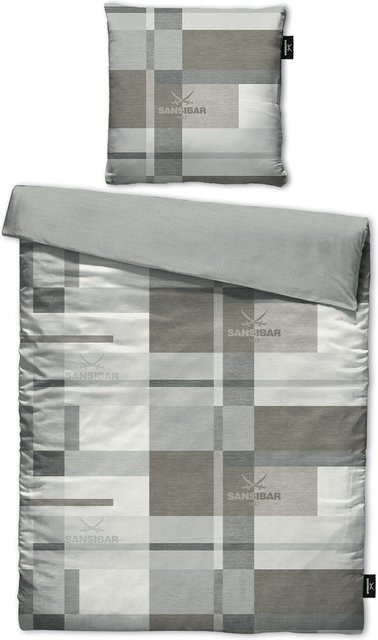 SANSIBAR Bettwäsche aus Mako-Satin mit Kissenbezug und Bettbezug, Grau/Mehrfarbig, B/H: 155 x 220 cm und 80 x 80 cm - Bild 1