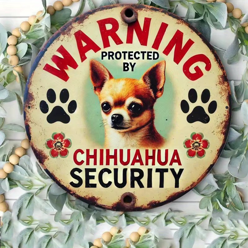 Potdemiel Vintage Chihuahua Guard Warnschild aus Eisen als dekorativer Wandbehang - Bild 2