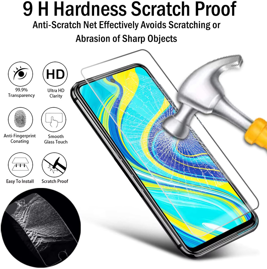 3 Stück 9D gehärtetes Glas Displayschutzfolie für Xiaomi Redmi Note 9S, Redmi Note 9 Pro und Redmi Note 9 Pro Max 5G, transparent - Bild 3