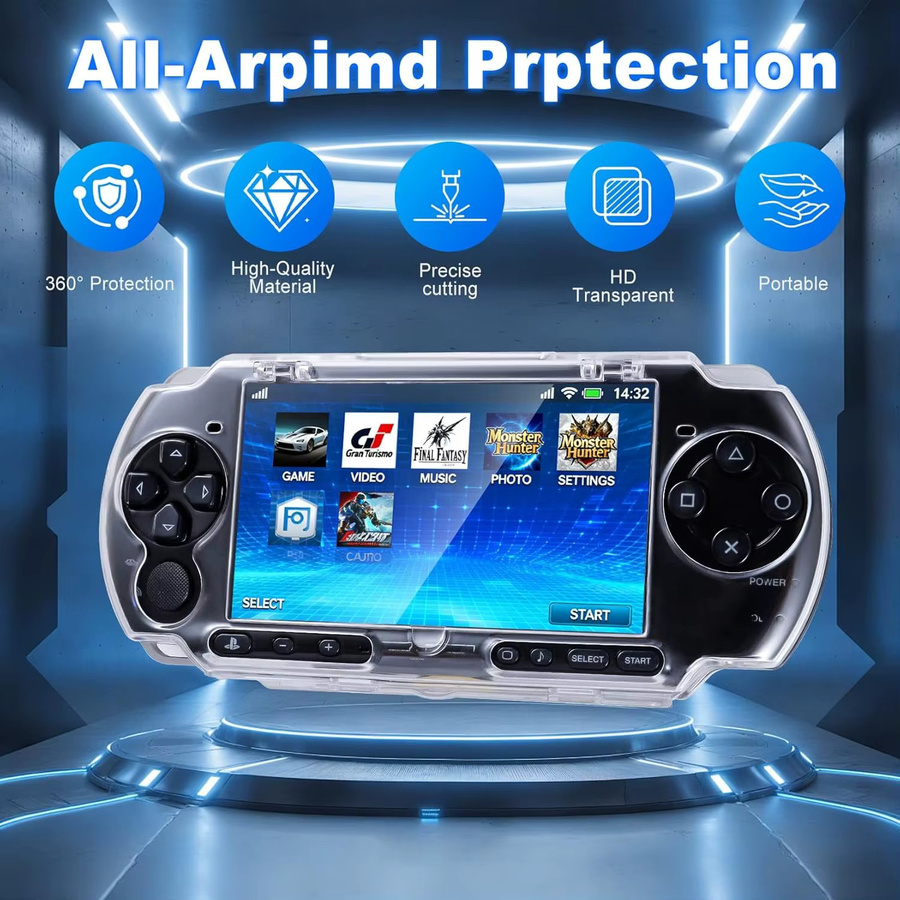 Protecto Kratzfeste Schutzhülle für PSP 2000 und PSP 3000 in Transparent, Aufsteckbare Ganzkörperabdeckung als Kristallschale - Bild 5