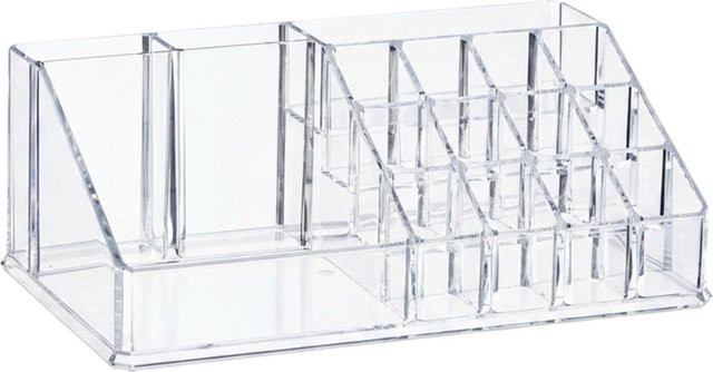 Relaxdays Kosmetikorganizer aus Acryl in Transparent mit 16 Fächern, B: 22 cm, T: 8 cm, H: 12,5 cm - Bild 1