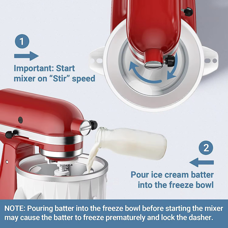 KitchenAid Eismaschinenzubehör Sorbet-Eimer in Weiß für 2 Viertel gefrorenes Eis - Bild 3