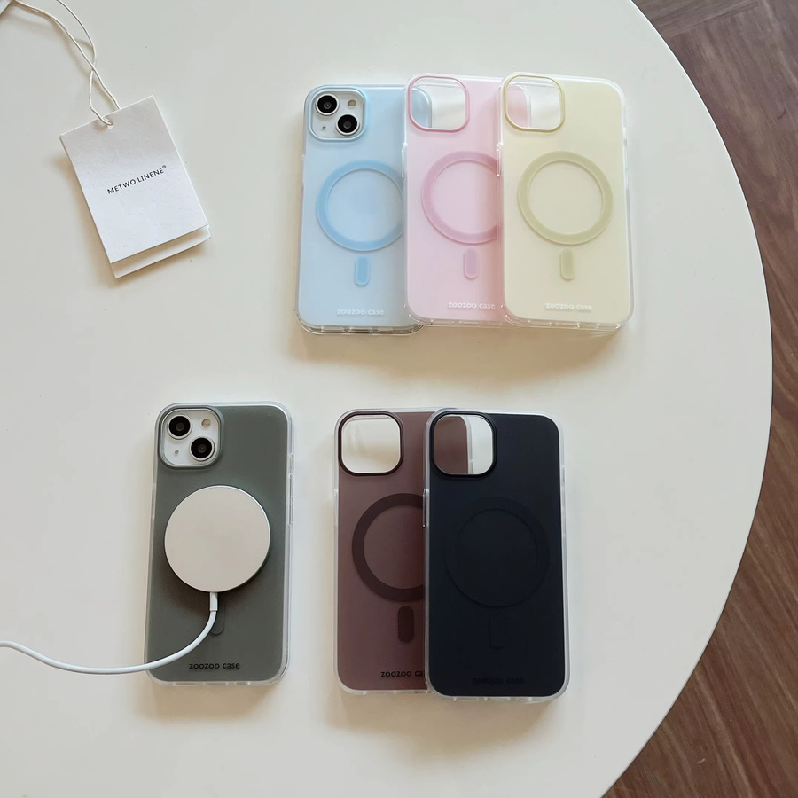 Magnetische Handyhülle mit kabelloser Ladefunktion in Macaron-Farben und matter Textur für iPhone 15 Pro Max, iPhone 16 Pro Max und iPhone 17 Pro Max, Blau und Mehrfarbig - Bild 2