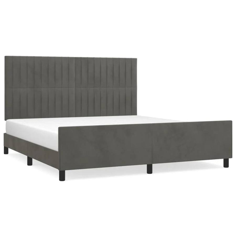 vidaXL Bettgestell mit Kopfteil aus Samt in Dunkelgrau, B/T/H: 180 x 200 x 128 cm - Bild 2