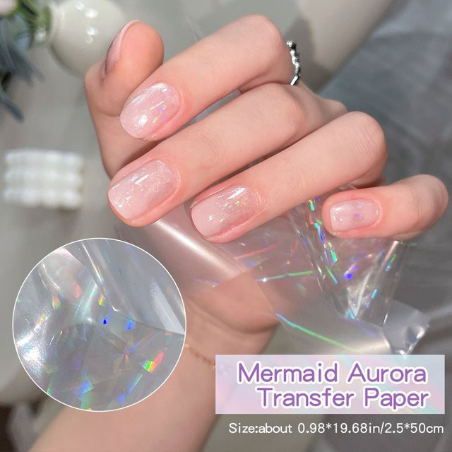 Kaniu Nageltransferpapier Meerjungfrauen-Aurora, 10 Rollen, schimmernd - Bild 1