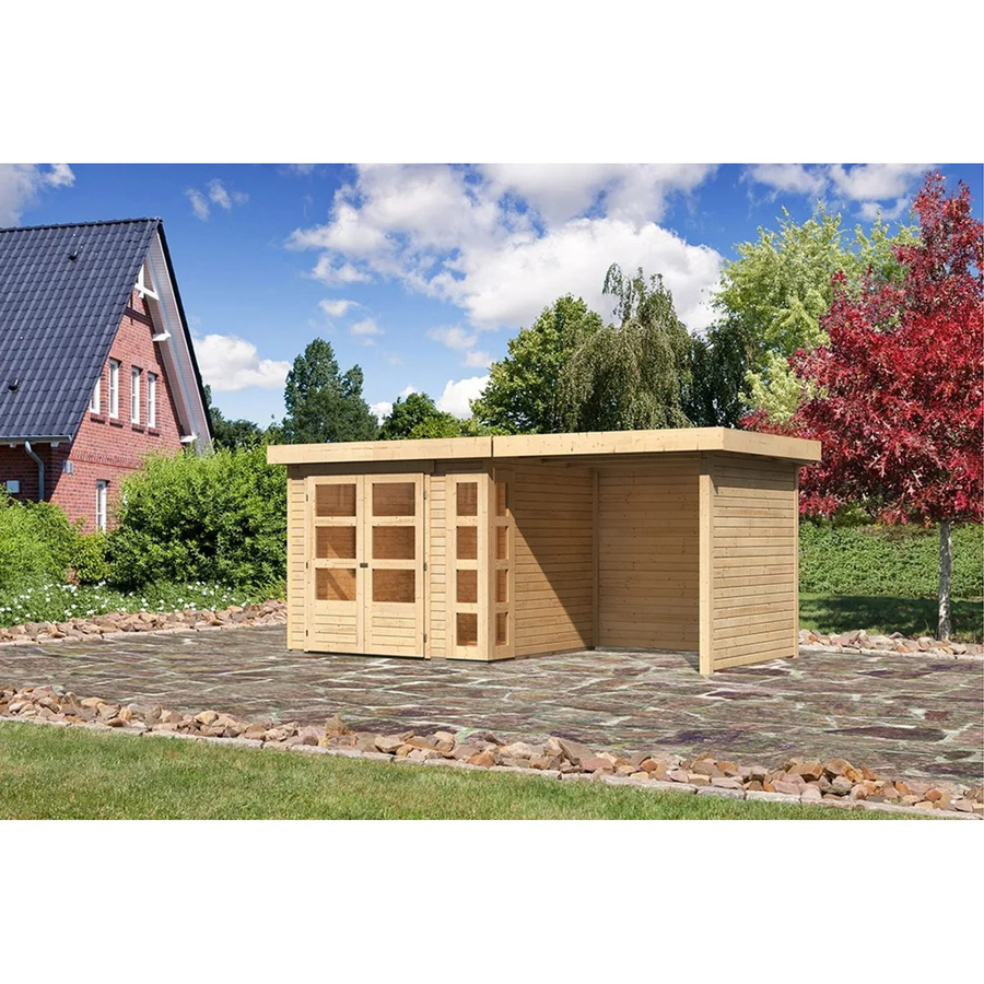 Karibu Holz-Gartenhaus Sölve in Natur mit Flachdach und modernem Design, B/T/H: 238 x 213 x 211 cm - Bild 2