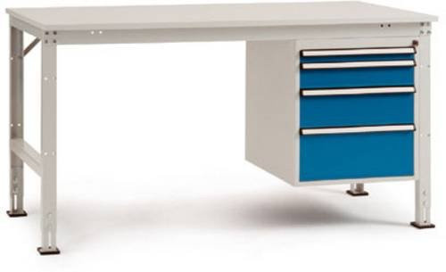 Manuflex AU5847.9006 UNIVERSAL Standard Komplett-Arbeitstisch mit Kunststoff-Platte, höhenverstellbar, B/T/H: 200 x 80 x 76-87 cm - Bild 1