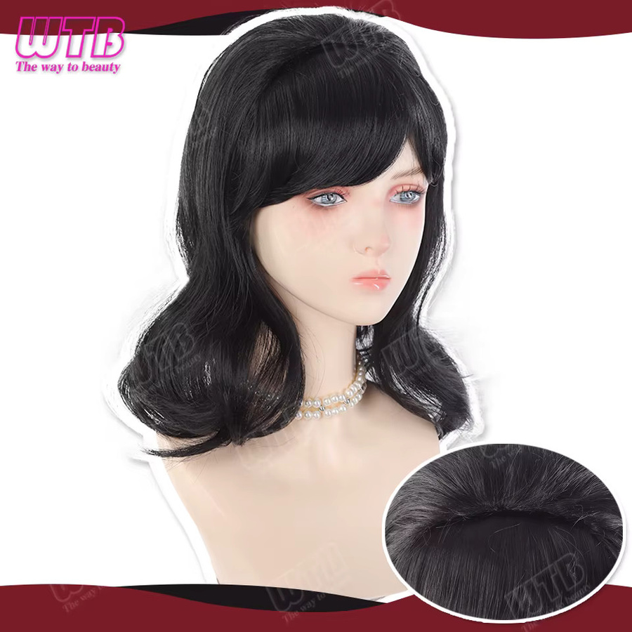 WTB Retro Bob Perücke, synthetisch, 30 cm, schwarz/braun, Damen - Bild 2