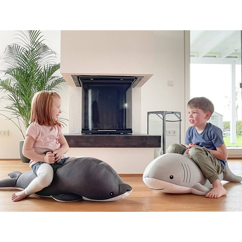 Westmann Pool Buddy Sitzsack Delfin in Grau Weiß aus Polyester B/H/T: 102 x 36 x 40 cm - Bild 5
