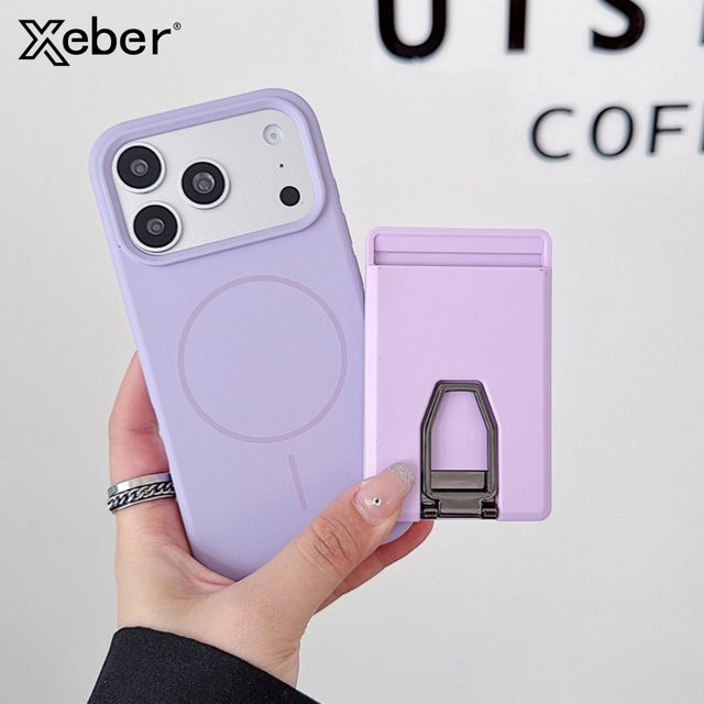 Xeber Candy Color Magnetische Silikon Hülle mit Kartenhalter für iPhone 17 16 15 14 13 Pro Max, MagSafe kompatibel, Matt, Purple - Bild 1
