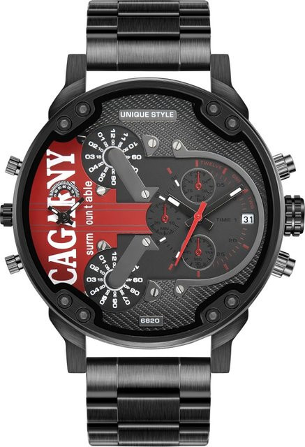 ZBJP Armbanduhr Edelstahl, Quarz, Schwarz, Herren - Bild 1