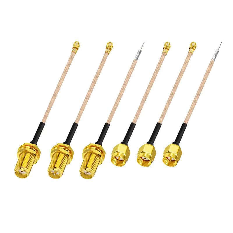 5 Stück KEBEIS IPX1 zu RP-SMA Antennenkabel RG178 für WLAN-Router, Goldfarben, Länge: 5 cm bis 2 m - Bild 1