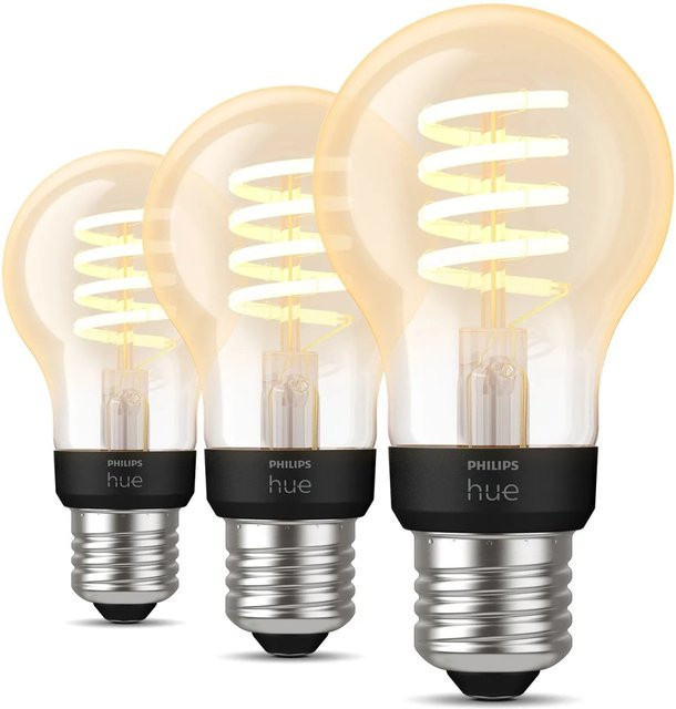 Philips Hue White Ambiance Filament LED-Leuchtmittel E27 A60, 3er-Pack, dimmbar, Schwarz - Bild 2