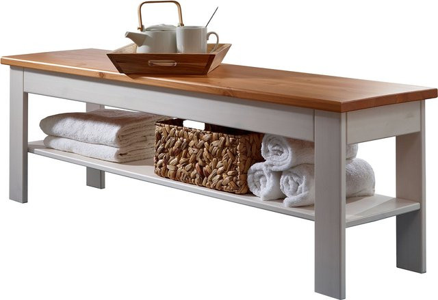 Sitzbank Skagen aus massiver Kiefer in Weiß oder Braun - Bild 1