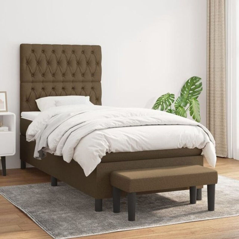 Vidaxl Boxspringbett mit Matratze aus Stoff in Braun, B/T: 100 x 200 cm - Bild 1