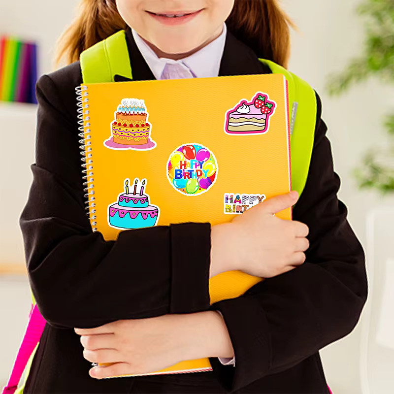 50 Stück Happy Birthday Kawaii Aufkleber Set aus wasserfestem Vinyl in Multicolour für Scrapbooking und Journaling - Bild 2