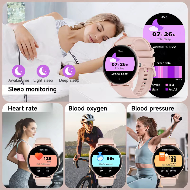 LIGE Smartwatch für Damen und Herren in Pink mit Bluetooth-Anruffunktion, Musiksteuerung und Herzfrequenzmessung für Sport und Fitness, kompatibel mit Android und iOS - Bild 4