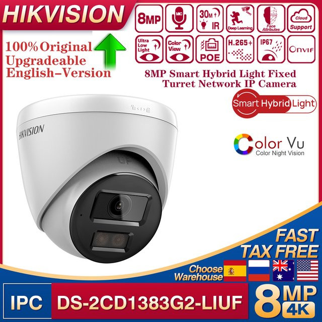 Hikvision ColorVu Smart Hybrid Light IP-Kamera DS-2CD1383G2-LIUF 8MP Netzwerkkamera in Weiß mit integriertem Mikrofon - Bild 1