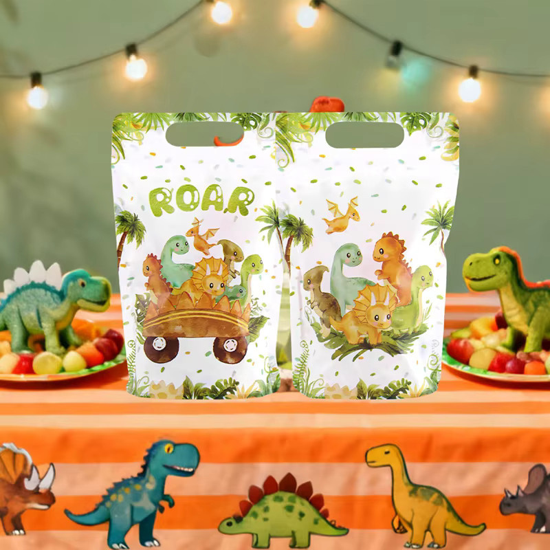 Dschungel-Dinosaurier Geschenktüten für deine Geburtstagsparty, bunte Süßigkeitentüten und Keksverpackungstüten als Party-Zubehör, 10/20 Stück - Bild 2