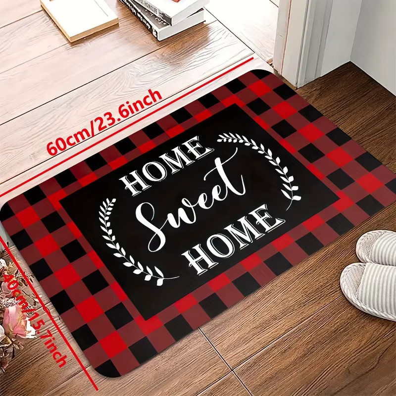 VIKAMA Anti-Ermüdungs-Küchenläufer Buffalo Plaid in Schwarz-Rot, wasserdichte und rutschfeste Standmatte für deine Küchendekoration - Bild 2