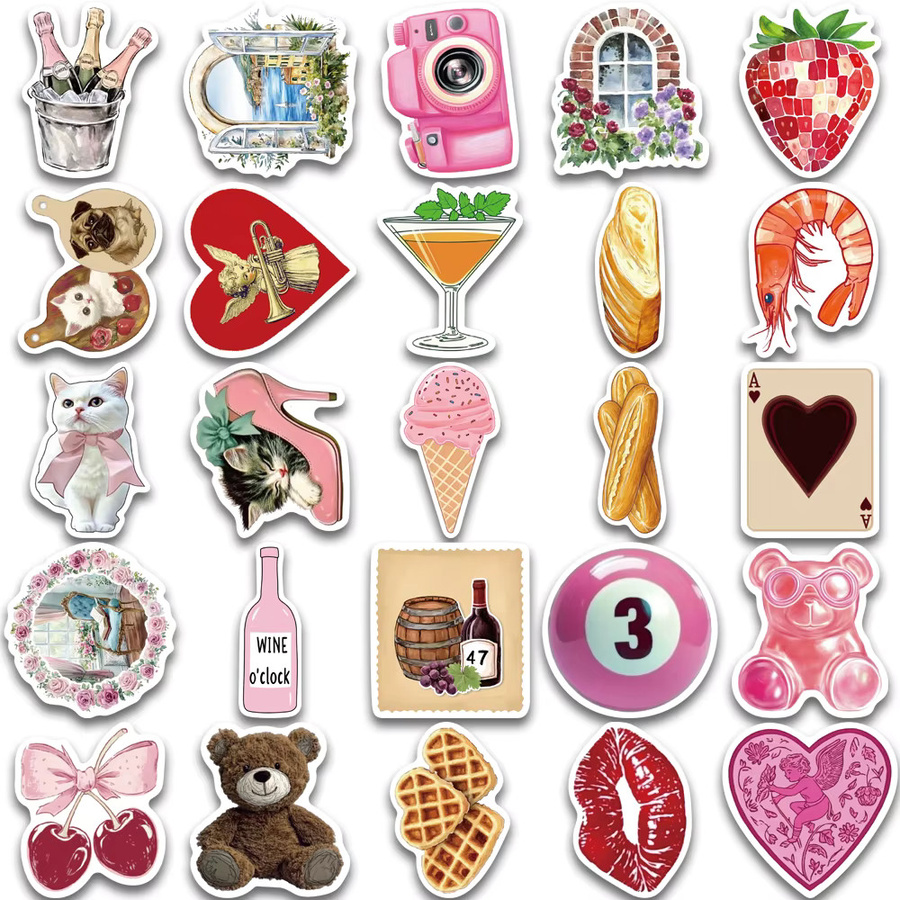 50 Stück ästhetische Aufkleber im Pinterest-Kunststil, wasserfeste Sticker in Multicolour zur Dekoration von Handyhüllen, Computern und Aufbewahrungsboxen - Bild 2