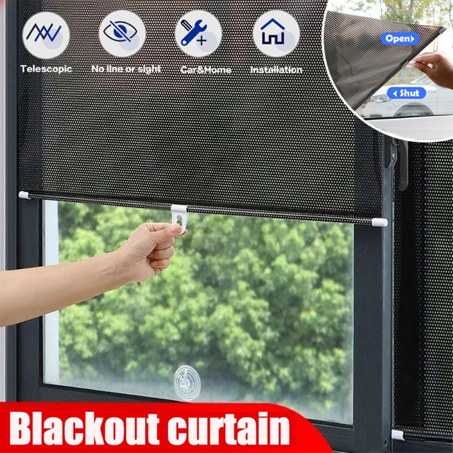 Universeller Sonnenschutz für Autofenster mit Saugnapf, wärmeisolierender Verdunkelungsvorhang mit UV-Schutz in Schwarz - Bild 1