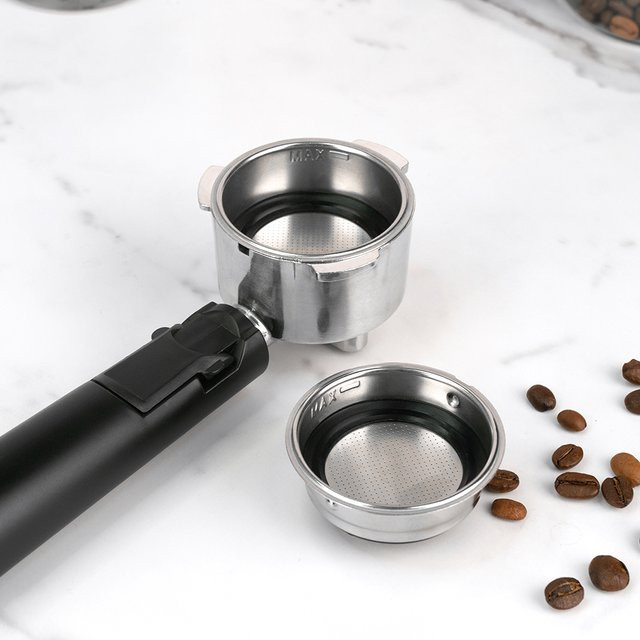Dalinwell Espresso Siebträger Korb 51 mm, abnehmbarer Kaffeefilter Ersatzkorb, Silber - Bild 1