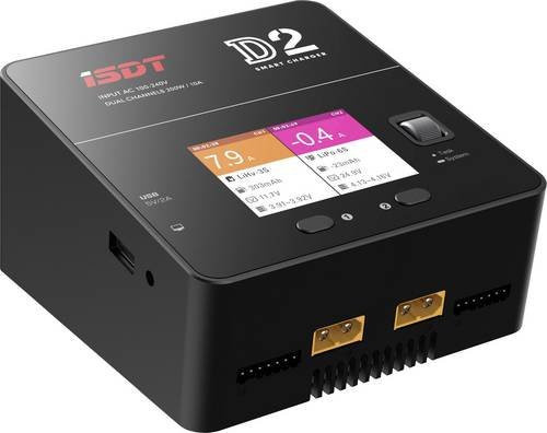 ISDT D-2 Multifunktionsladegerät in Schwarz für LiPo, LiIon, LiFePO, LiHV, NiMH, NiCd und Blei-Akkus mit 12A und 230V - Bild 1