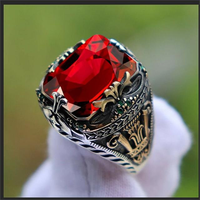 Ring Herren, Smaragd, Saphir, Kupfer, Schwarz - Bild 1
