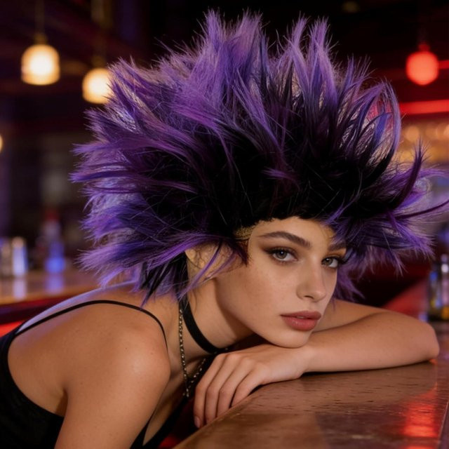 Violette Afro-Halloween-Perücke, Unisex, One Size - Bild 1