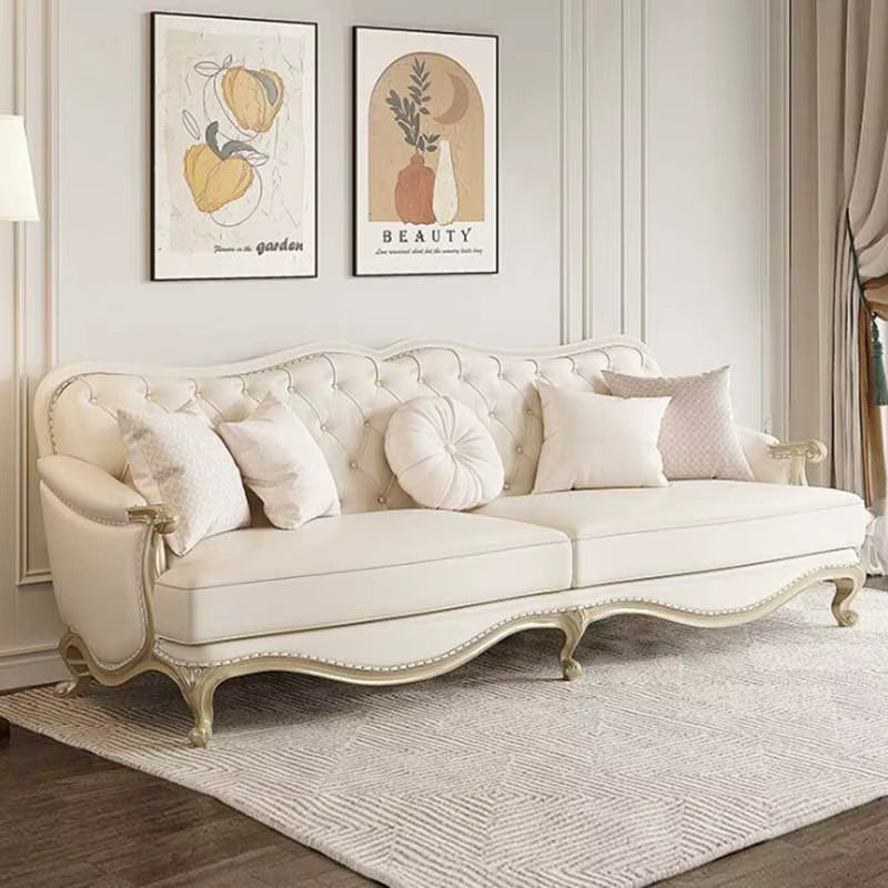 DUTRIEUX L-förmiges Sofa in Weiß mit Chaiselongue und passenden Kissen im Glamour-Stil - Bild 1