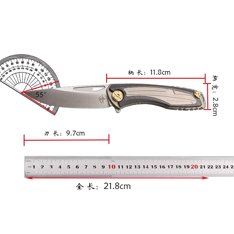 XIANGZUO Klappmesser aus Damaszener Stahl und M390 Stahl mit Carbonfaser-Titangriff in Silber - Bild 2