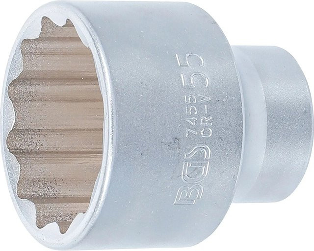 BGS Steckschlüssel Einsatz Zwölfkant aus Chrom-Vanadium in Silber mit 3/4 Zoll Antrieb und 55 mm Schlüsselweite - Bild 1